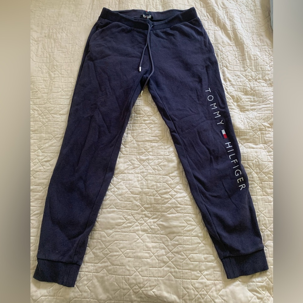 Tommy Hilfiger Black Sweatpants with Red Stripe